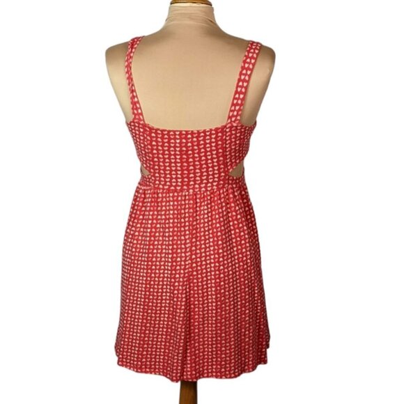 URBAN OUTFITTERS BY CORPUS Side Cut Out Knit Heart Print Sundress Red Size Small - Picture 8 of 13